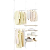 SoBuy teleskopsko stojalo za plažne plašče, nastavljiva omara s policami in obešalniki, bela, (5000018649) Cene