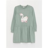 LC Waikiki Girl's Knitwear Dress with a Crew Neck Printed and Long Sleeved | shoptok.hr