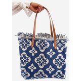 Boto Patterned Large Woven Beach Bag Navy Sadhara | shoptok.hr