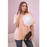 Kesi Cotton blouse with decorative apricot flower Cene