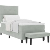  Boxspring krevet s madracem i klupom svjetlosiva 80x200 cm baršun | shoptok.hr