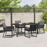 vidaXL 5-dijelni vrtni blagovaonski set s jastučićima Crni Poli Ratan | shoptok.hr