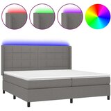  Box spring postelja z vzmetnico LED temno siva 200x200 cm blago, (20761010) | Shoptok.si