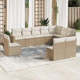  10-dijelni set vrtnih sofa s jastucima bež od poliratana | shoptok.hr