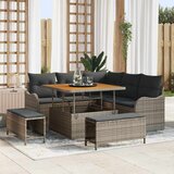 vidaXL 8-delna vrtna sofa set z blazinami siva poli ratan akacija | Shoptok.si