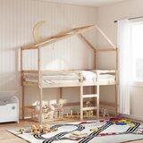 vidaXL Krevet na kat s ljestvama i krovom 90x200 cm od borovine | shoptok.hr