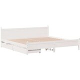  Posteljni okvir brez vzmetnice bel 200x200 cm trdna borovina | Shoptok.si