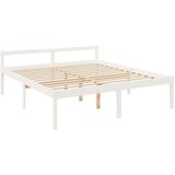  Krevet za starije s uzglavljem bijeli 200x200 cm masivnog drva | shoptok.hr