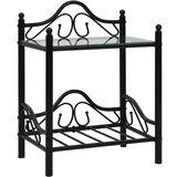 Maison Chic Dvo delni komplet Nočne omarice - Nočne mize jeklo in kaljeno steklo 45x30,5x60 cm črne, (21688244) Cene