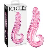 Icicles No. 24 - stekleni dildo z rebrastim jezikom (roza) | Shoptok.si