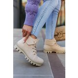S. BARSKI Suede Trapper Boots Tiered Light beige Dalles | ePonuda.com