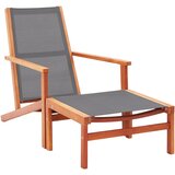 vidaXL Vrtni stol z naslonjalom za noge siv evkaliptusov les in tekstil, (20659250) | Shoptok.si