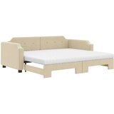  Izvlečna dnevna postelja z vzmetnico krem 100x200 cm | Shoptok.si