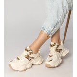 Gemre Beige women's sports sneakers with leopard insert Sandra | Shoptok.si