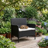 Multi Garden vrtna sofa za dvije osobe s jastukom, klupa za balkon, terasu, vrt, crna | shoptok.hr