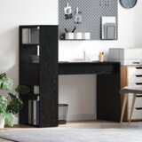 vidaXL Miza z Shranjevanjem Črn hrast 113x54x120 cm Inženirski les | Shoptok.si