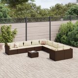  11-dijelni set vrtnih sofa od poliratana s jastucima smeđi | shoptok.hr