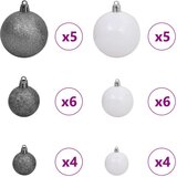  Umjetno božićno drvce Bijelo 68 x 68 x 120 cm PVC i metal - Bijelo 120 cm s LED-ima i bijelim/sivim lopticama | shoptok.hr