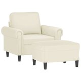 vidaXL Fotelja s tabureom krem 60 cm baršunasta | shoptok.hr