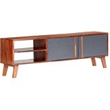 TV ormarić sivi 140 x 30 x 45 cm od masivnog drva | shoptok.hr