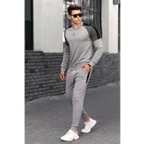 Madmext Gray Men's Tracksuit With Striped Shoulders 4670 cene
