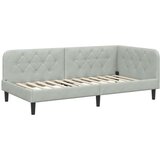 vidaXL Kotna postelja z vzmetnico Svetlo siva 90 x 190 cm Žamet | Shoptok.si