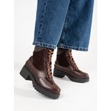 SEASTAR Burgundy lace-up ankle boots with low heels | Shoptok.si