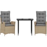  3-dijelni vrtni blagovaonski set od poliratana s jastucima bež 80 x 80 x 74 cm | Shoptok.si
