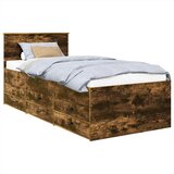  Krevet na dan s ladicama Dimnjeni hrast i crna 90 x 200 cm | shoptok.hr