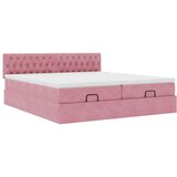  Otomanski posteljni okvir z vzmetnicami roza 160x200cm žamet, (21653320) | Shoptok.si