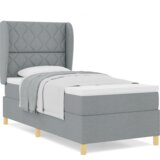 Box Spring Krevet s Madracem - Svjetlosiva - 90x200 cm Tkanina | shoptok.hr