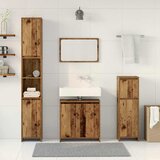  4-dijelni set kupaonskog namještaja od starog drveta Smeđa | Shoptok.si