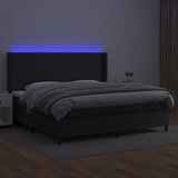  box spring s madracem LED crni 200x200cm od umjetne kože | shoptok.hr
