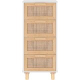  Komoda bijela 40 x 30 x 90 cm masivna borovina i prirodni ratan | Eponuda.com