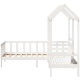  Dnevna postelja s klopjo in streho bela 80x200cm trdna borovina | Shoptok.si