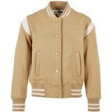 Urban Classics Kids Girls Inset College Sweat Jacket unionbeige/whitesand | shoptok.hr