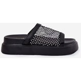 S. BARSKI Embellished Women's Platform Slippers With Mesh Black S.Barski MY51-016 | Shoptok.si