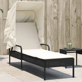  The Living Store Ležalnik s streho črn poli ratan - Ležalnik, (21483459) | Shoptok.si