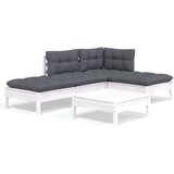 The Living Store Vrtna sedežna garnitura 5-delna z blazinami bela borovina - Vrtna Sedežna Garnitura, (21449412) | Shoptok.si