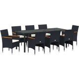 vidaXL Set od 9 komada vrtnih stolica za objedovanje crni poly rattan | shoptok.hr