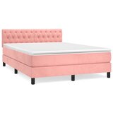 The Living Store Box spring postelja z vzmetnico roza 140x190 cm žamet - Box Spring Postelja, (21489081) | Shoptok.si