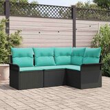  Vrtna sedežna garnitura s shranjevanjem 4 pcs Črna poli ratan, (5000143085) | Shoptok.si
