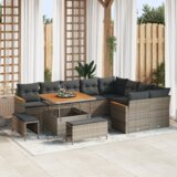 vidaXL 12-delni vrtni set z blazinami, siva, poli ratan, akacija | Shoptok.si