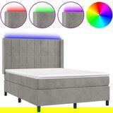  Krevet box spring s madracem LED svjetlosivi 140x200 cm baršun | shoptok.hr