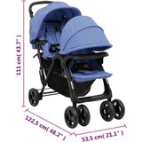 vidaXL Otroški voziček za dvojčke mornarsko modro jeklo | Shoptok.si