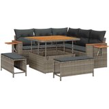  8-dijelni vrtni sofa set s jastučićima siva poli ratan akacija 3-dijelni vrtna blagovaonski set s jastučićima siva poli ratan | shoptok.hr