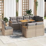 vidaXL 9-dijelni set vrtnih sofa s jastucima bež od poliratana bagrem | shoptok.hr
