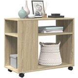 vidaXL Bočni stolić s kotačima boja hrasta sonome 70x35x60 cm drveni | shoptok.hr