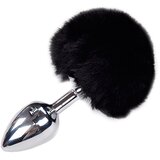 Alive Metal Anal Fluffly Plug M Black Cene