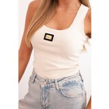 Kesi Women's ribbed tank top with decorative patch beige | shoptok.hr
